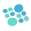 Ice Blue and Mint Green Polka Dot Circles Wall Decals in various sizes, easy peel and stick design for versatile decor.