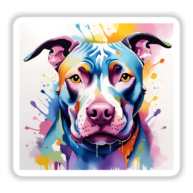 Watercolor Splatter Pitbull Face