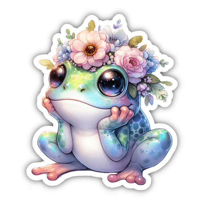 Watercolor Frog with Floral Headpiece