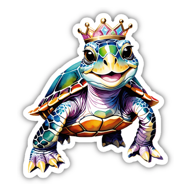 Watercolor Crowned Turtle