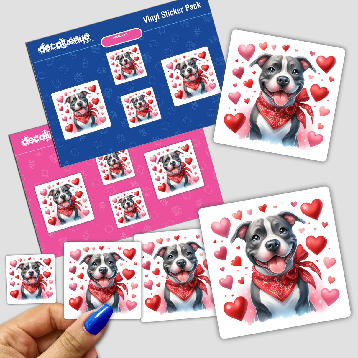 Red Bandana Pitbull Hearts