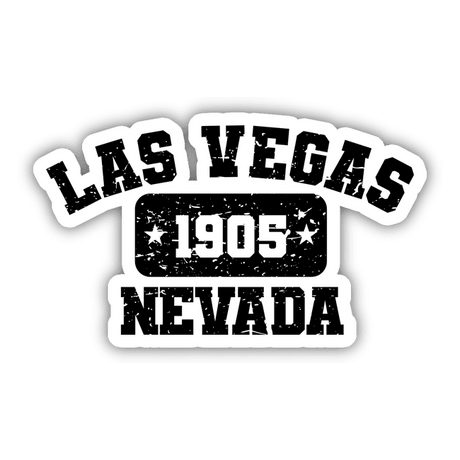 Las Vegas, Nevada - 1905 - Old School Athletic black and white logo sticker featuring vintage typography and graphic design.