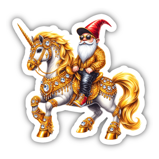 Hip Hop Gnome riding Unicorn