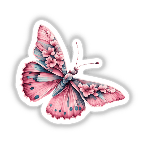 Pink Butterfly with flowers