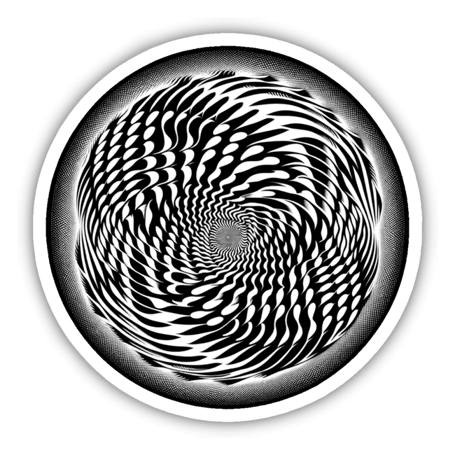 Mesmerizing Convex-Concave Spiral Optical Illusion Sticker, a captivating digital artwork featuring a hypnotic swirling pattern that creates a visually stimulating effect.