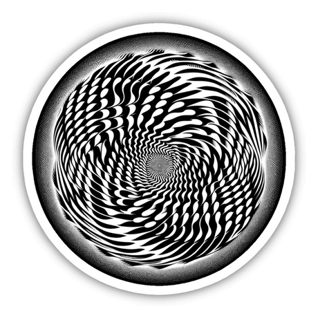 Mesmerizing Convex-Concave Spiral Optical Illusion Sticker, a captivating digital artwork featuring a hypnotic swirling pattern that creates a visually stimulating effect.