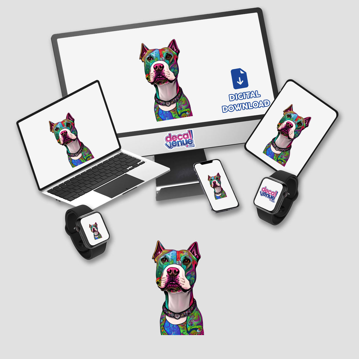 Colorful Sugar Skull Pitbull