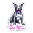 Gray Happy Pitbull - Pit Mom sticker featuring a cartoon dog with a collar. Available as stickers or digital artwork.