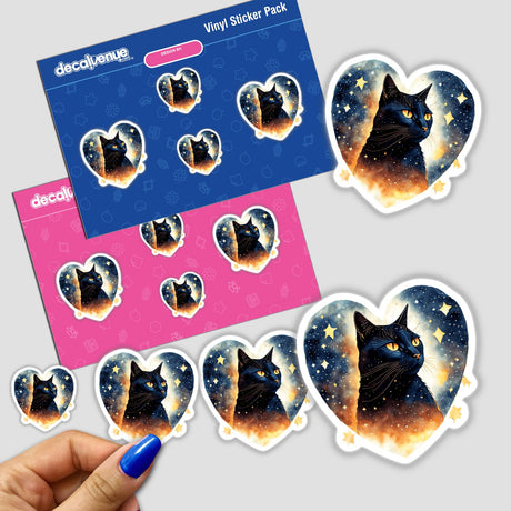 Black Cat in Heart with Stars