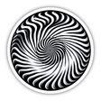 Hypnotic spiral optical illusion sticker with mesmerizing black and white swirling pattern