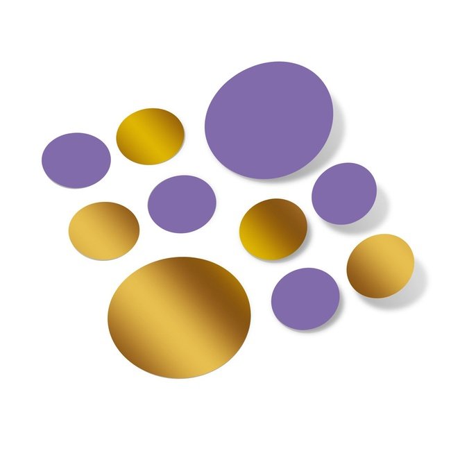 Lavender / Metallic Gold Polka Dot Circles Wall Decals