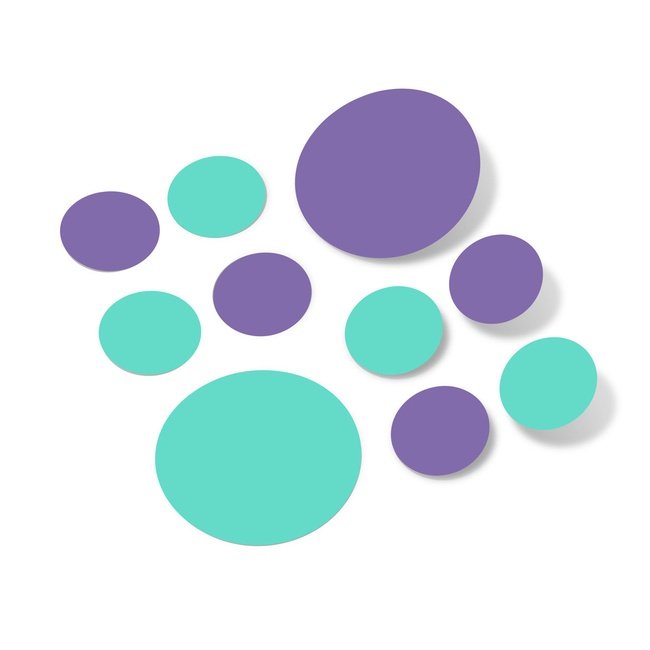 Lavender / Mint Green Polka Dot Circles Wall Decals