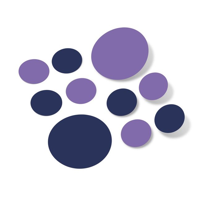 Navy Blue / Lavender Polka Dot Circles Wall Decals