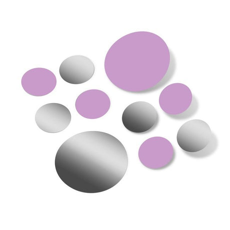 Metallic Silver / Lilac Polka Dot Circles Wall Decals