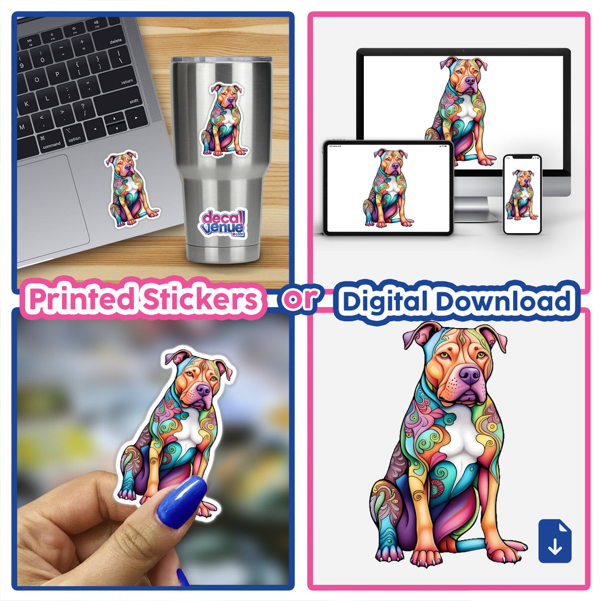 Colorful Paisley Patterned Pitbull