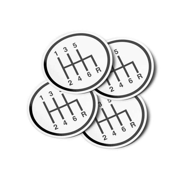 Manual Transmission Gear Stick Shift Pattern Vinyl Bumper Sticker Decals (4 Pack)