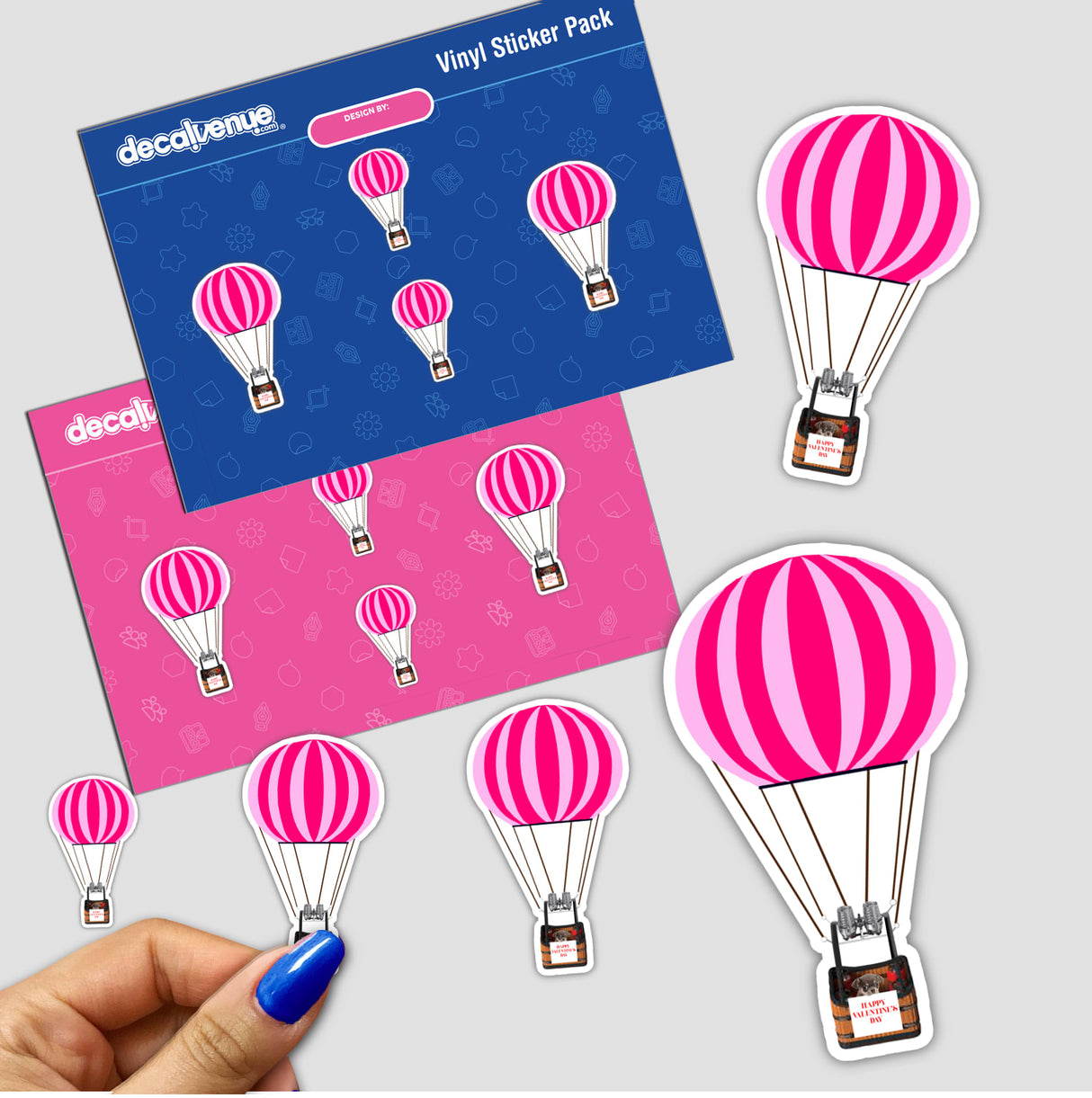 HOT AIR BALLOON WITH DOG HOLDING HAPPY VALENTINE'S DAY SIGN