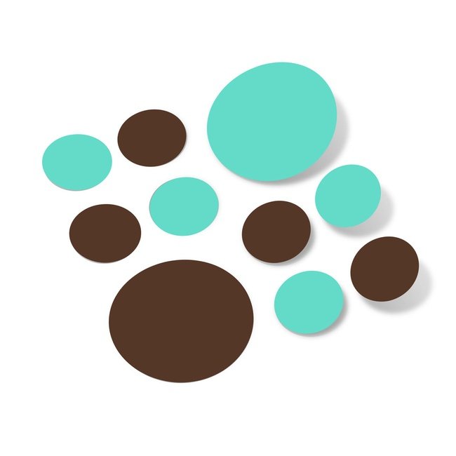Chocolate Brown / Mint Green Polka Dot Circles Wall Decals