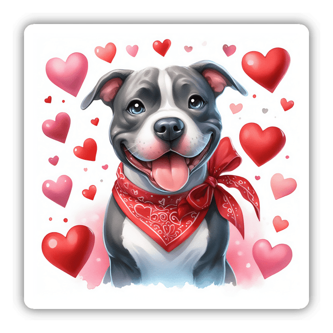 Red Bandana Pitbull Hearts