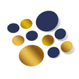 Navy Blue / Metallic Gold Polka Dot Circles Wall Decals