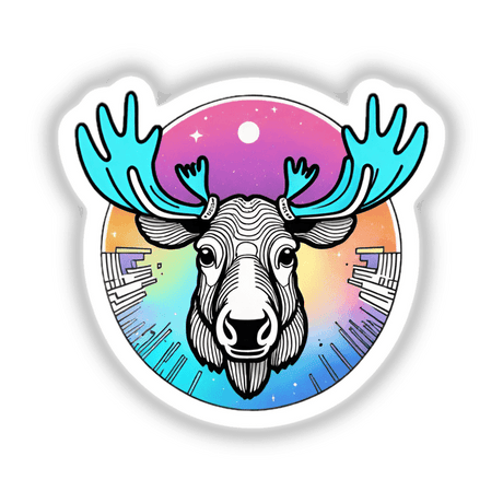 Moose head with blue antlers