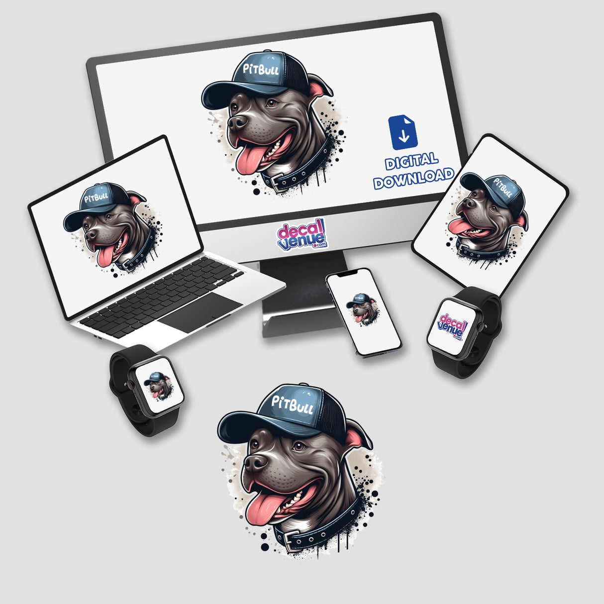 Pitbull with Ball Cap