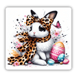 White Easter Bunny w/Leopard Print Scarf and Bow