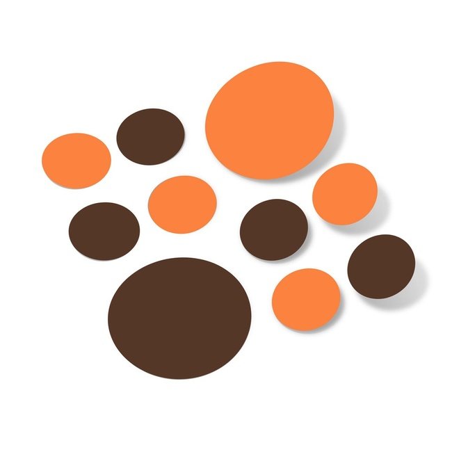 Orange / Chocolate Brown Polka Dot Circles Wall Decals