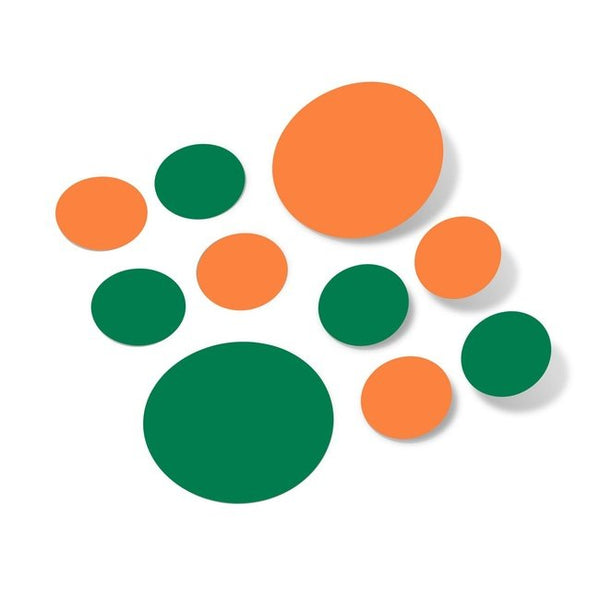 Orange / Green Polka Dot Circles Wall Decals