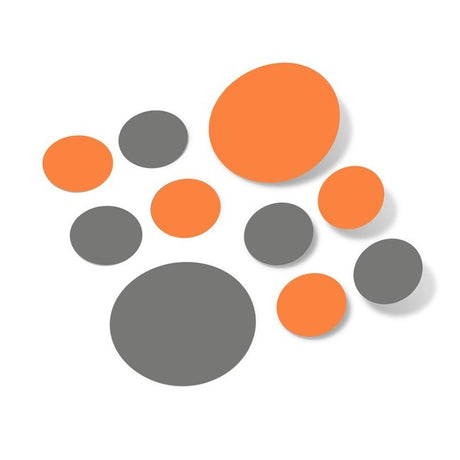 Grey / Orange Polka Dot Circles Wall Decals