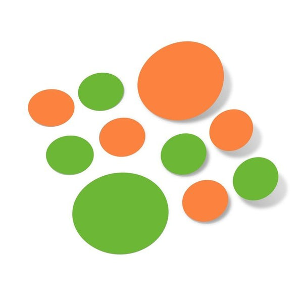 Lime Green / Orange Polka Dot Circles Wall Decals
