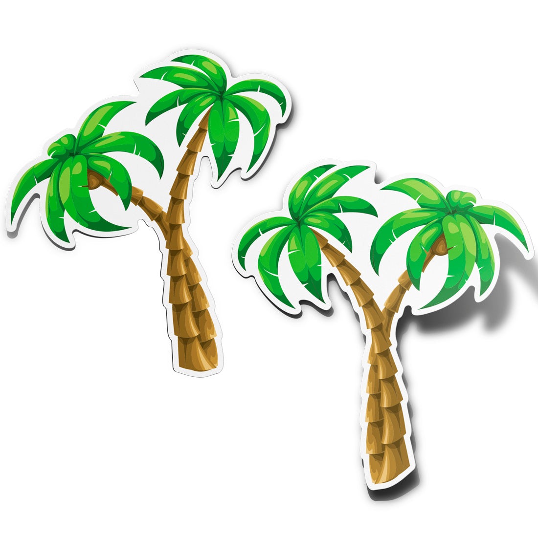 Beautiful Palm Trees Vinyl Bumper Sticker Decals (2 Pack) (Right and Left Facing)