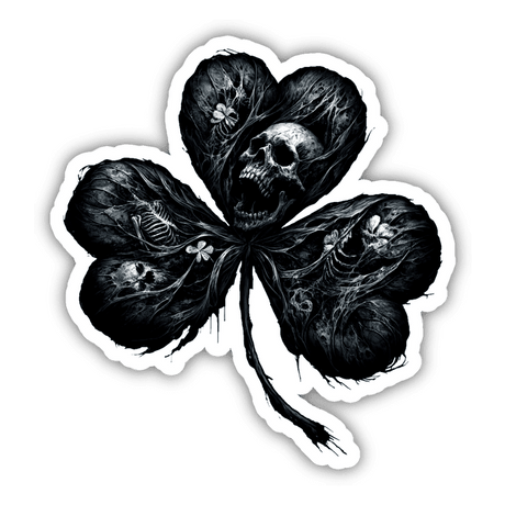 Skeletal Shamrock Elegance Sticker