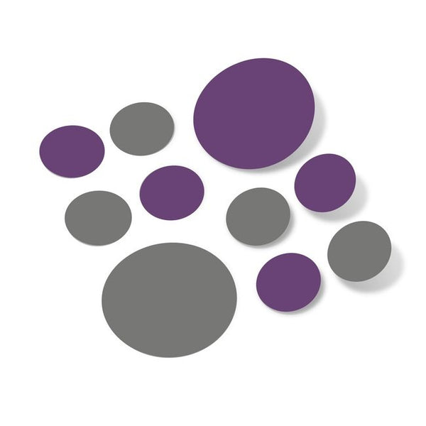 Grey / Purple Polka Dot Circles Wall Decals