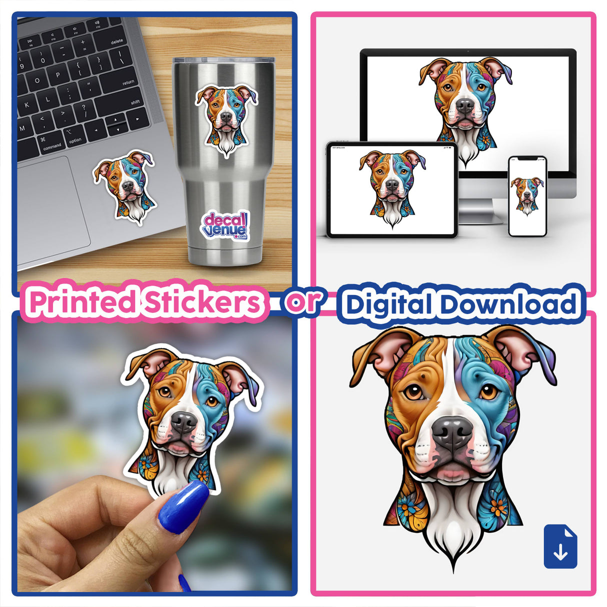 Colorful Pitbull Face