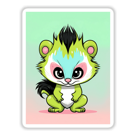 Adorable Angry Skunk - Cute digital art of a cartoonish skunk character with big eyes and a fluffy body against a pastel gradient background.