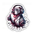 Thumbs Up Pitbull w/Headphones and Splatter
