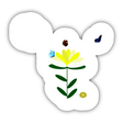 YELLOW FLOWER WITH BUTTERFLIES, A SNAIL AND WHITE CLOUDS