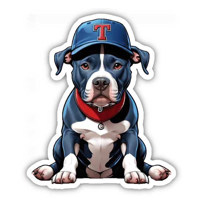 Pitbull w/ T Initial on Baseball Cap