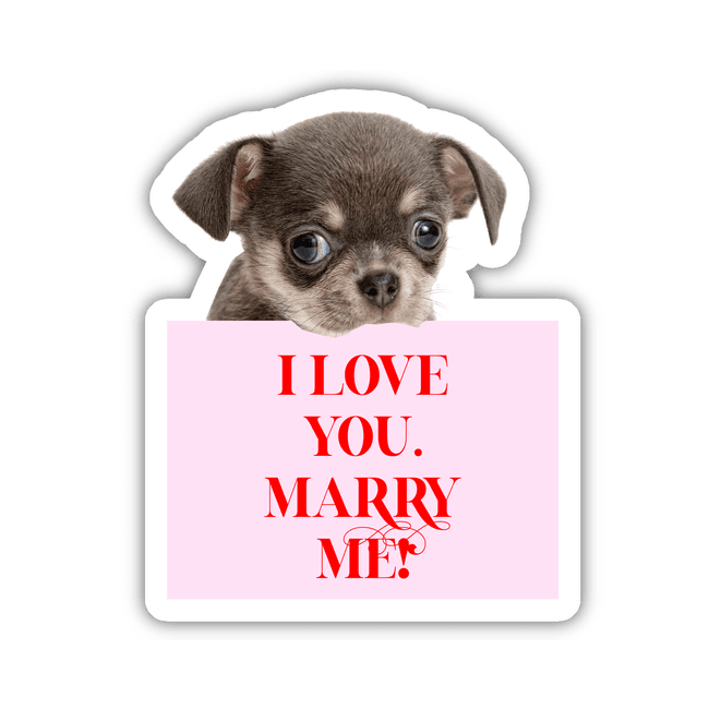 DOG HOLDING I LOVE YOU MARRY ME SIGN