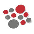 Grey and red polka dot circles wall decals made of premium vinyl, perfect for decorating any room.