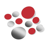 Metallic Silver / Red Polka Dot Circles Wall Decals