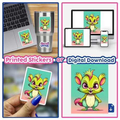 Adorable Angry Squirrel - Vibrant digital sticker featuring a cute yet aggressive-looking squirrel character, available as a printed sticker or digital download on Decal Venue's e-commerce platform.