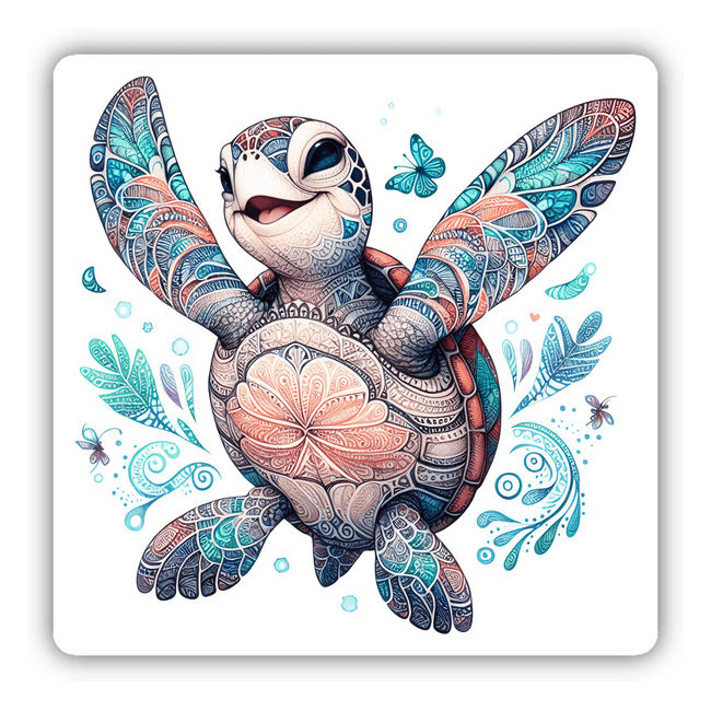 Intricate Pastel Sea Turtle w/ Background