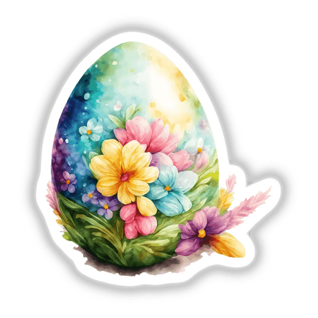 Easter egg with colorful flowers
