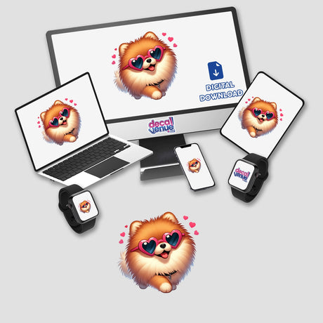 Pomeranian Fluff w/ Heart Sunglasses