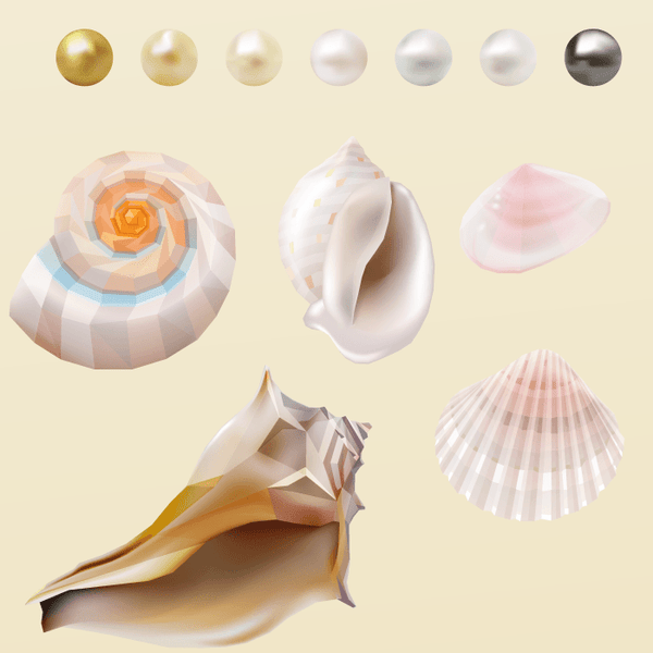Beautiful Seashells and Pearls Set of 21 Decals [002] | Nature & Nautical | DecalVenue.com