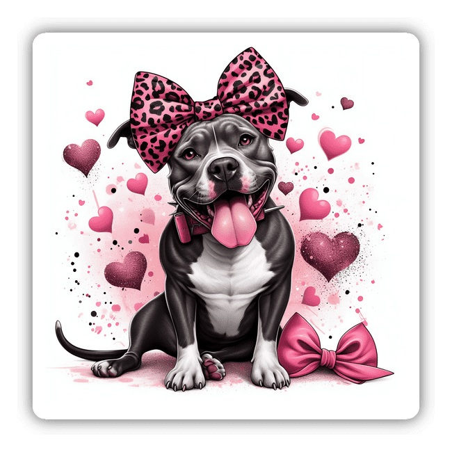 Big Pink Leopard Bow Pitbull