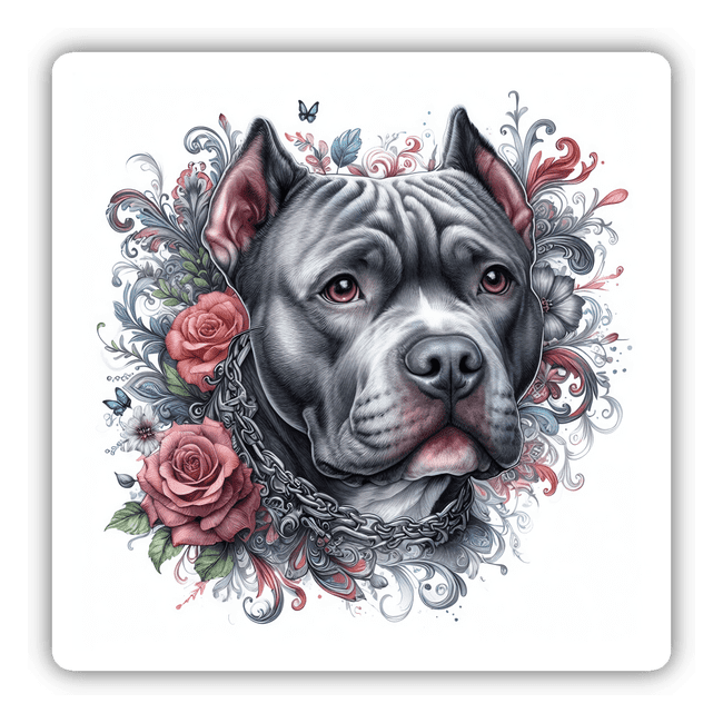 Intricate Cropped Pitbull Rose Wreath