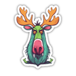 Colorful digital illustration of an angry moose with large antlers and wide-open mouth, on a transparent background.